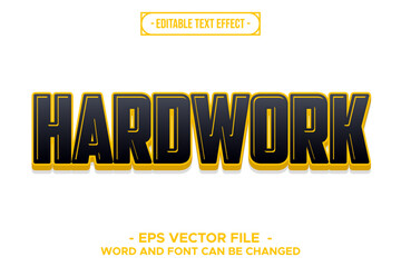 Hardwork Editable Text Effect, 3D Black and Yellow Bold Font Style © sri yati