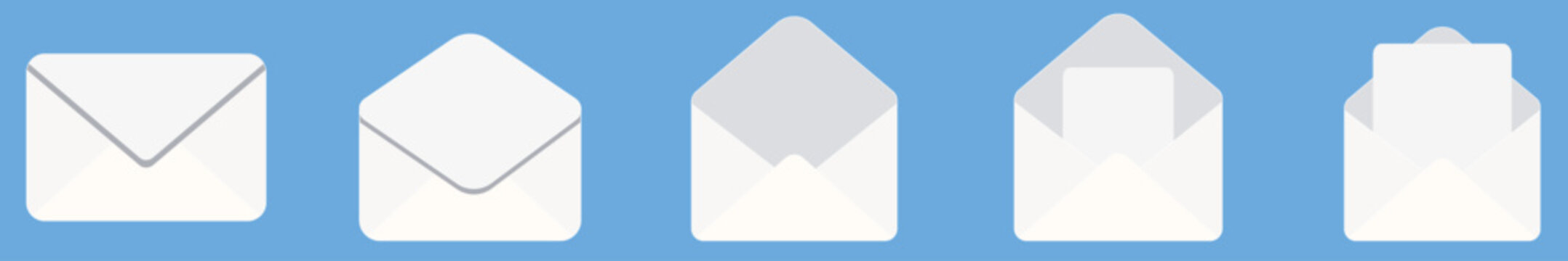 Envelope icons set with open and closed mail designs for message, email, and communication concept. Envelope mail icon set. Open and closed envelope icons. envelope, letter, icon