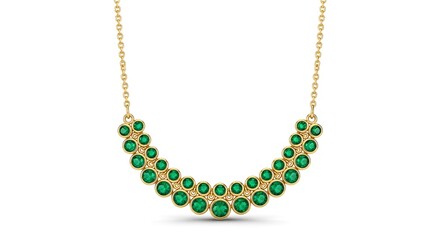Delicate Gold Chain Necklace with Curved Row of Vibrant Green Emeralds