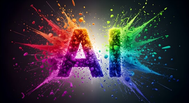 Vibrant Burst of Artificial Intelligence Dynamic Colorful Powder Explosion Illustrating the Creative and Innovative Power of AI Technology in a Digital World