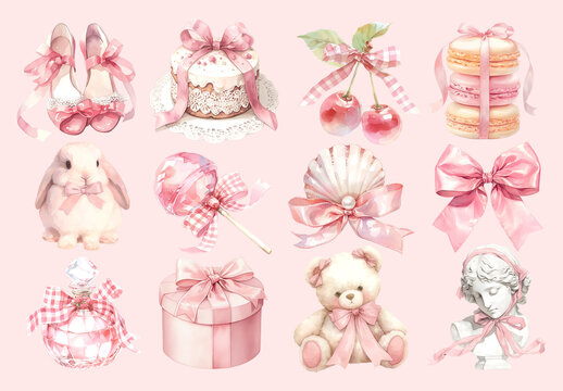 Pastel Pink Whimsical Element Design Set