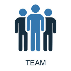 Teamwork Icon: A stylized icon depicts three figures standing shoulder-to-shoulder, representing a collaborative team and the strength of unity