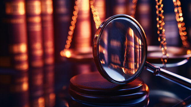 Magnifying glass focus business ethics icon, Integrity law and Compliance concept