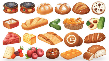 Variety of Breads and Pastries Displayed.