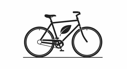 Obraz premium Eco-Friendly Bicycle Silhouette with Leaf Symbol Illustration