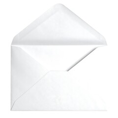 Open white envelope, flap up, clean minimalist style, ready for letter or message, inviting a peek inside