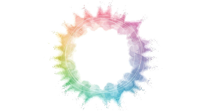 Vibrant Rainbow Circle with Watercolor Splashes and Bright Colors.