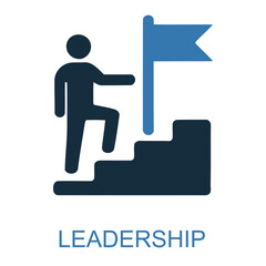 Path to Leadership: An illustration captures the essence of leadership, depicting a figure ascending a staircase towards a flag, symbolizing ambition, progress, and goal attainment.