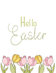 Hello Easter greeting card illustration