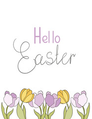 Hello Easter greeting card illustration