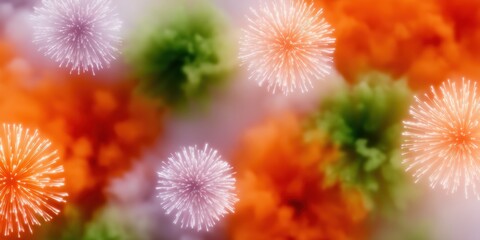 Obraz premium Abstract Cherry Red Fireworks exploding against a Soft Sage sky for festive holiday marketing, luxury celebration background with copy space for seasonal advertising