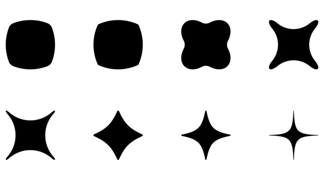 geometric spark shapes. set of black geometric spark and star shapes for minimalist design