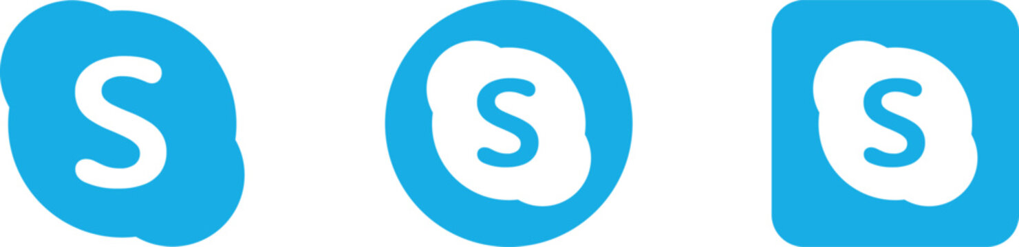 Collection of skype logo variations in different styles and color schemes on a white background