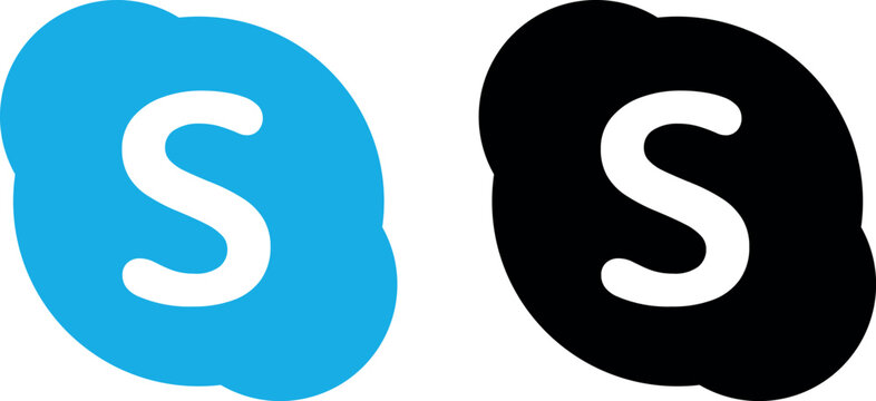 skype logo icon vector set. skype button, skype icon.