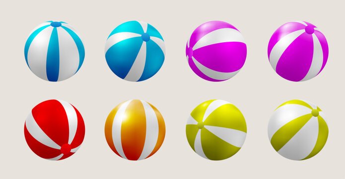 Summer Beach Ball Vector Decorative 3D Looks 