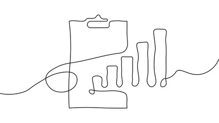 Obraz premium line art business chart. minimalistic continuous line drawing of a clipboard with a rising bar chart symbolizing business growth and productivity