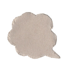 Compact Torn Cardboard Cloud Speech Bubble on Transparent Background
