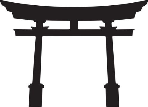 Japanese torii gate silhouette icon representing traditional shinto shrine entrance architecture
