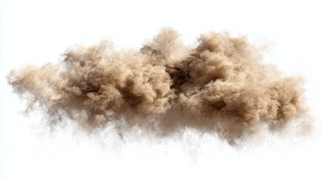 A brown dust cloud, swirling, and textured, creating a dramatic visual effect.
