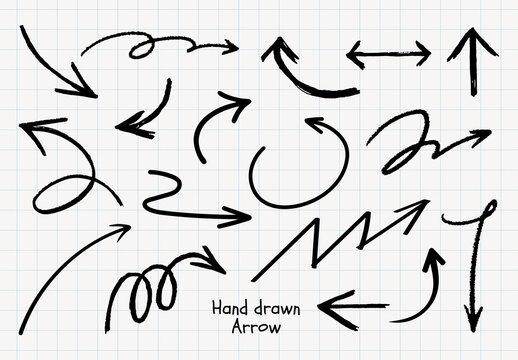 Hand Drawn Arrows On Grid Design Set
