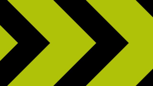 Kinetic Neon Yellow Chevron Pattern Moving Backward on Black Background