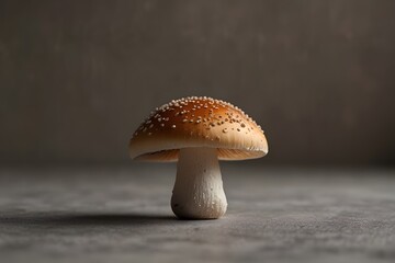Functional food mushroom template, minimal composition, soft blur backdrop
