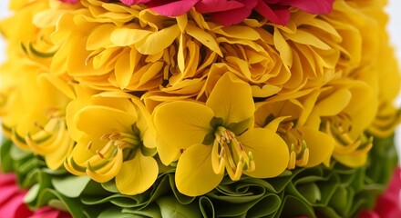 Fototapeta premium Yellow Orange Layered Flower Petal Texture Macro Detail