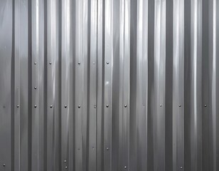 Silver metal paneling with vertical ridges and visible fasteners catches light