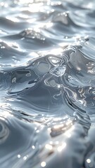 Silver liquid ripples, light reflecting off the waves, creating a shimmery, dreamy texture