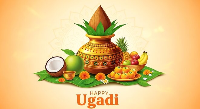 Ugadi festival celebration with traditional items