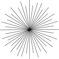 Obraz premium Abstract sunburst line rays, radial burst pattern isolated on white background vector design minimal geometric