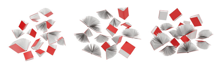 Dynamic Falling Red Hardcover Books Mockup Set for Literacy Campaigns, Library Sales, and Education Concept Designs © jamil