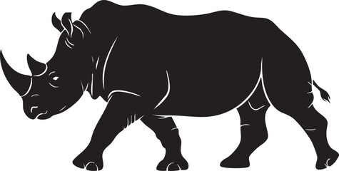 walking rhino silhouette vector drawing © Nanang