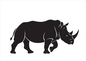 Obraz premium walking rhino silhouette vector drawing