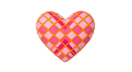 Vibrant pink heart with orange lattice pattern
