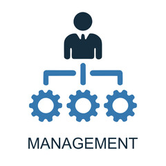 Strategic Management: A schematic representation of an organization's structure, highlighting the roles of management and interconnected departments.