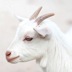 Close-up of a young white goat
