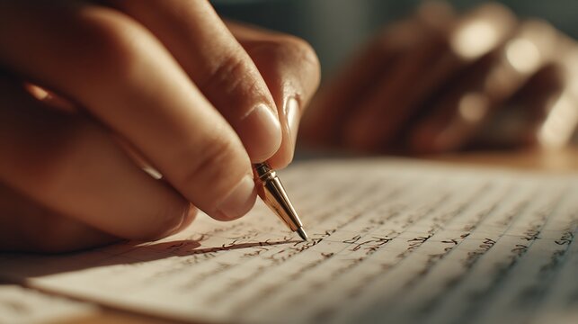 Hand Writing with Fountain Pen.