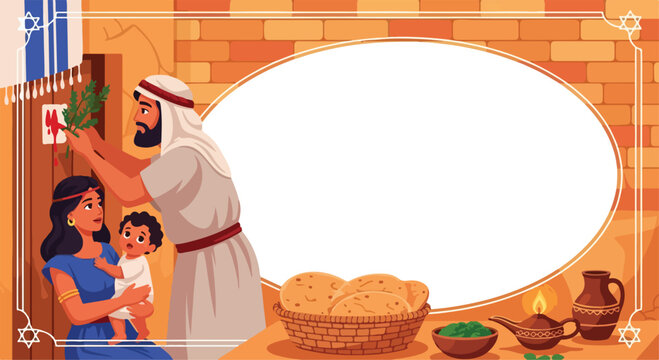 Ancient family marking the doorpost during the biblical exodus.