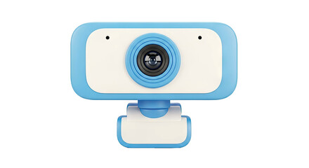 Blue and White Webcam with Lens and Mount