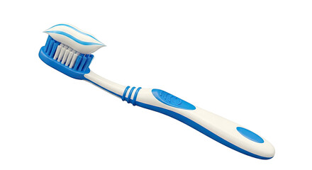 Blue and white toothbrush with toothpaste
