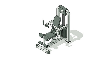Isometric illustration of a leg extension machine for strength training.