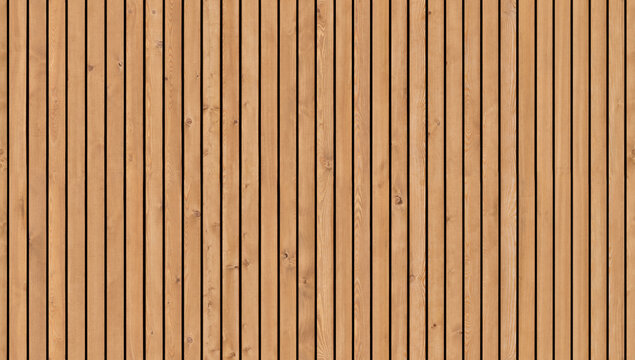 High-resolution seamless timber cladding background; natural teak or oak wood paneling for architectural visualization seamless