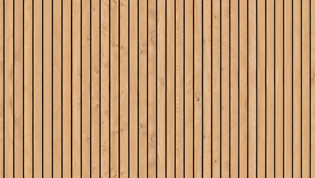 High-resolution seamless timber cladding background; natural teak or oak wood paneling for architectural visualization seamless