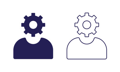 Person icons with gears representing teamwork and collaboration