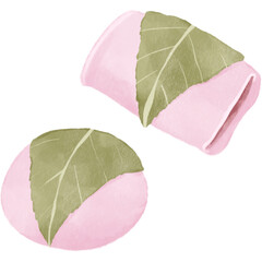 水彩風の桜餅｜春の和菓子・道明寺・長命寺・花見・ひな祭り