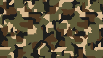 Traditional camouflage pattern with green brown and black shapes