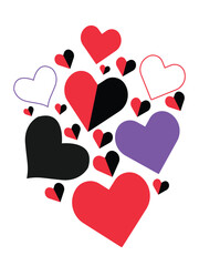 Colorful heart shapes and icons , vector illustration