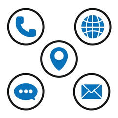 Communication icons set with phone and email symbols, vector illustration