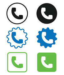 Set of colorful phone icons in various shapes and styles , vector illustration